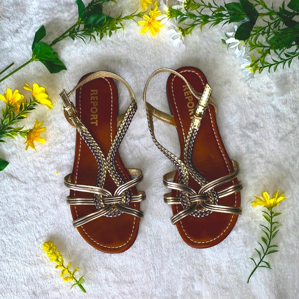 Gold strappy sandals
